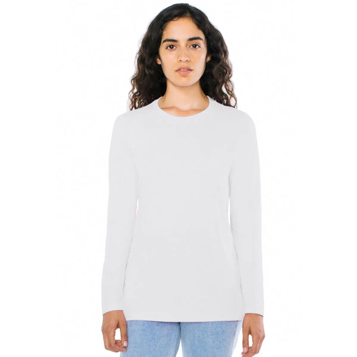 American Apparel Women's White Fine Jersey Classic Long Sleeve