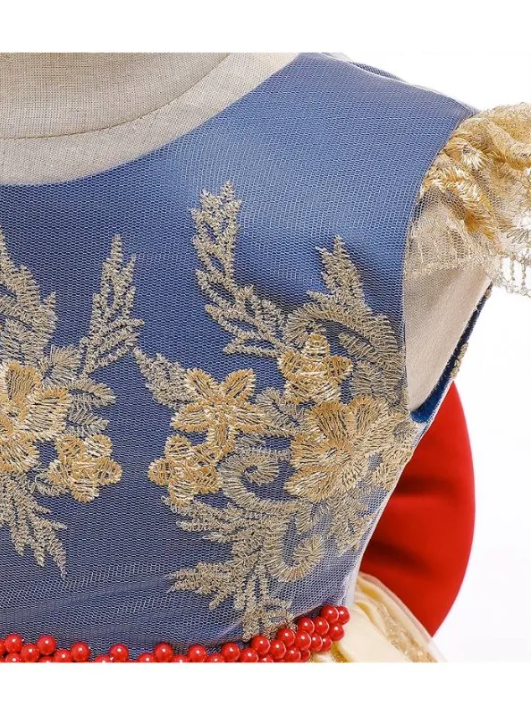 Baby Floral Lace Embroidery Beaded Dress With Bow Dress