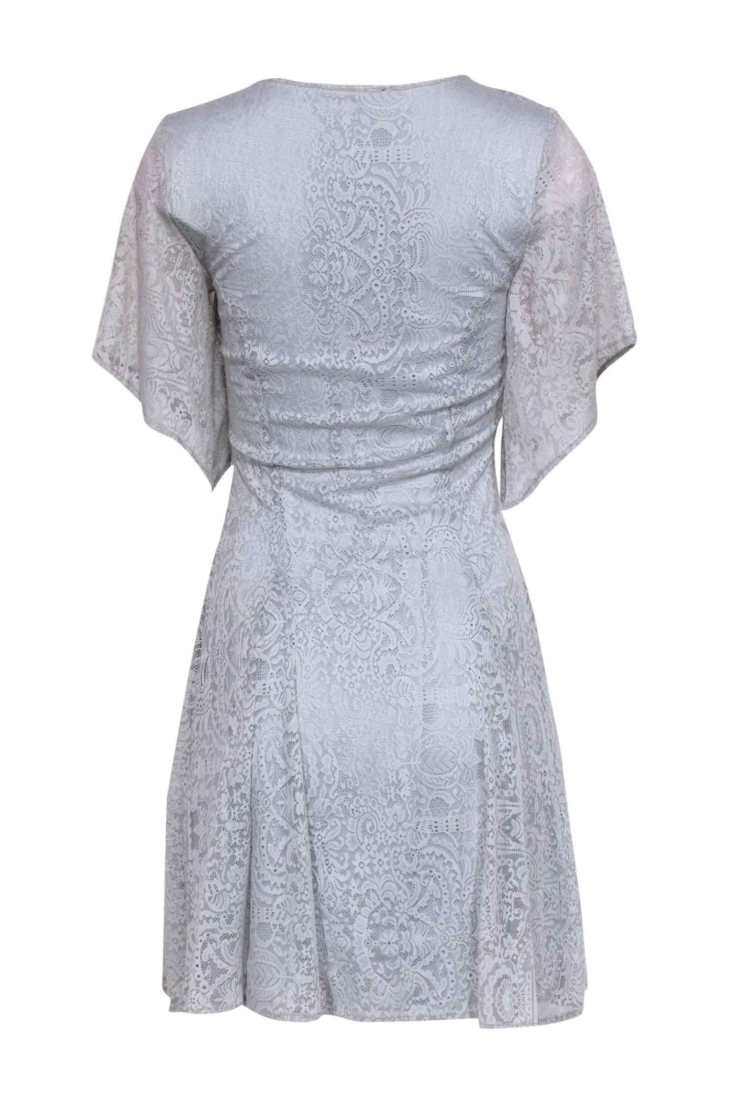BCBG Max Azria - Icy Blue Lace Flounce Sleeve A-Line Dress Sz XS