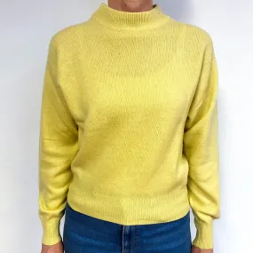 Chartreuse Yellow Cashmere Turtle Neck Jumper Medium