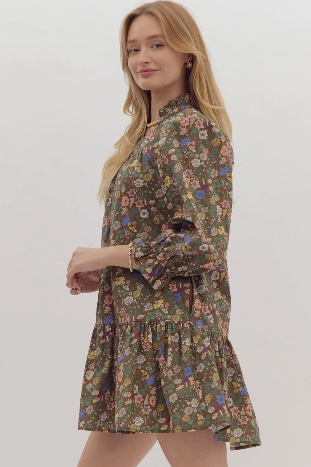 Floral Dress- Brown