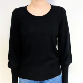 Jaeger Black Balloon Sleeve Cashmere Crew Neck Jumper Extra Small