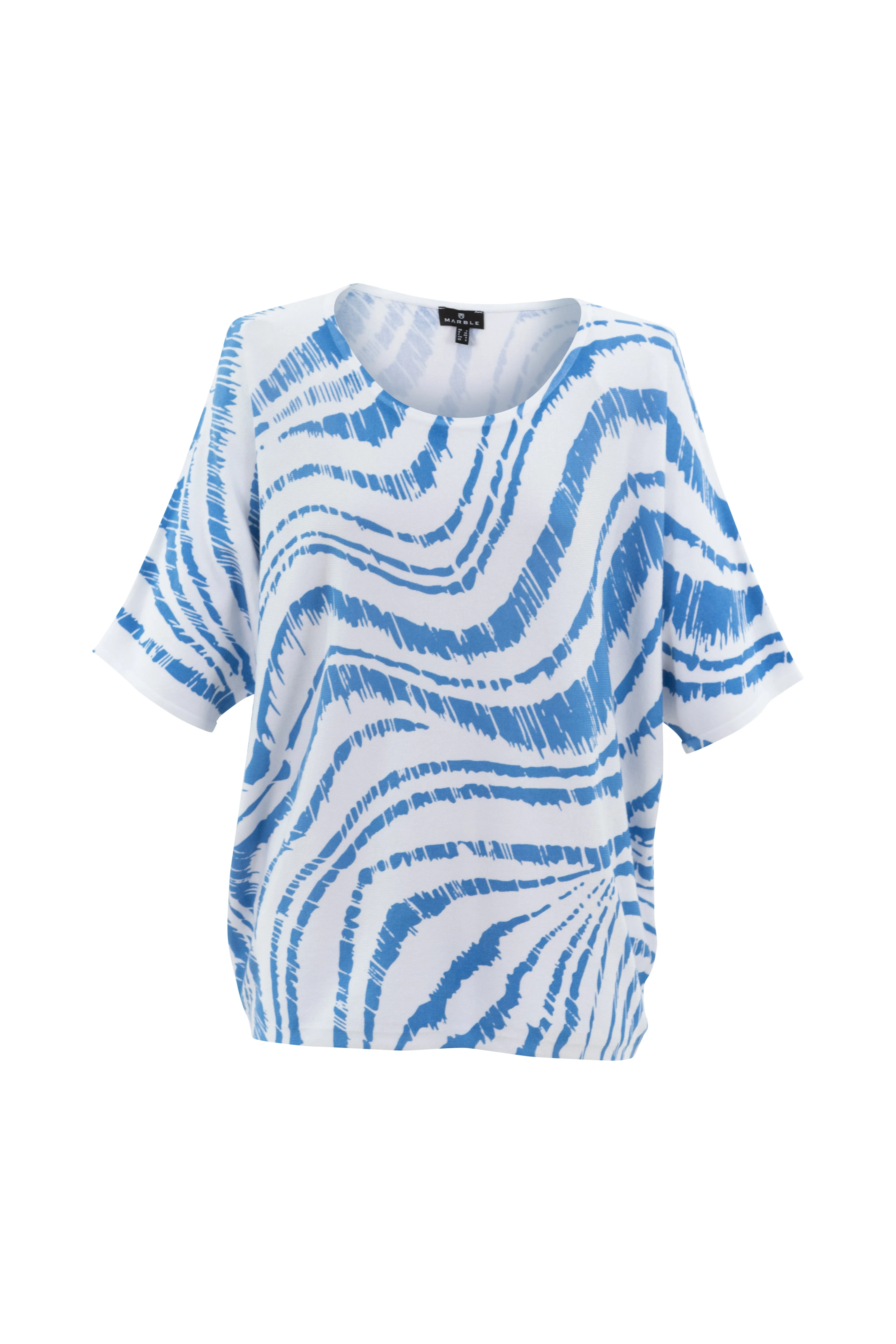 Marble 7336 Watermelon And White Wave Print Sweater
