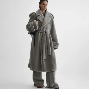 TEDDY TRENCH COAT | grey shearling