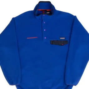 VINTAGE PATAGONIA SYNCHILLA SNAP T BLUE 1990S FLEECE PULLOVER MEDIUM MADE USA