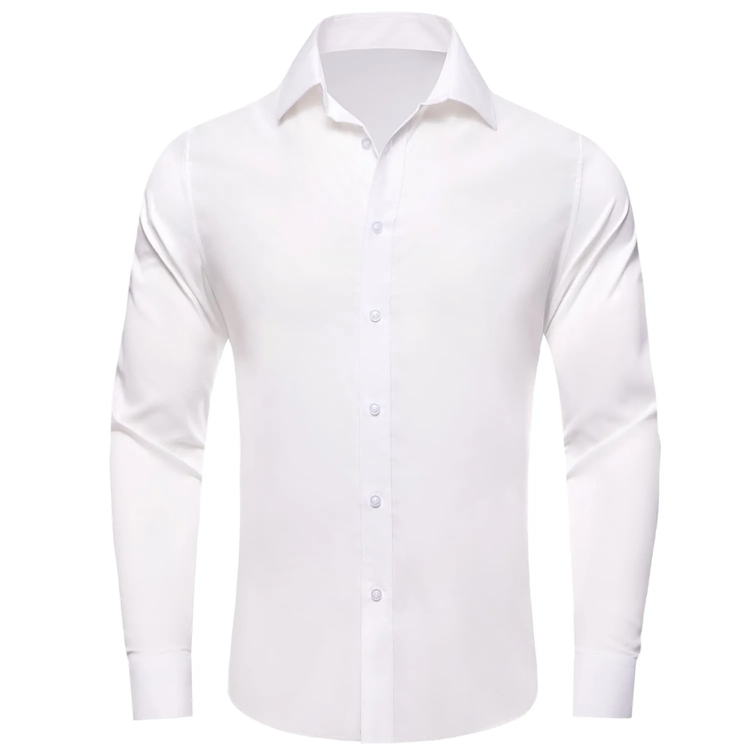 YourTies White Solid Long Sleeve Shirt with Linen White Novelty Silk Tie for Men